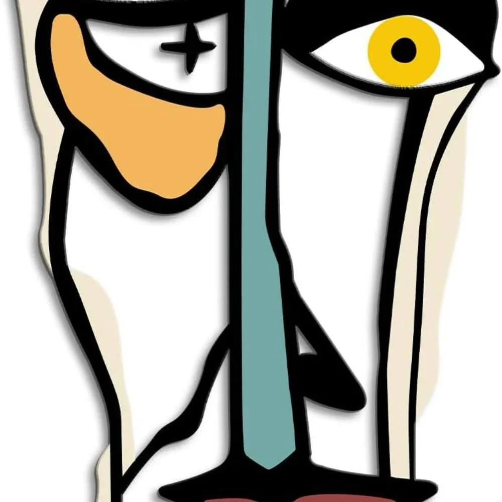 Retro Abstract Wall Decor Metal‎ Line Face Wall Art Sign Modern Home Decor MCM